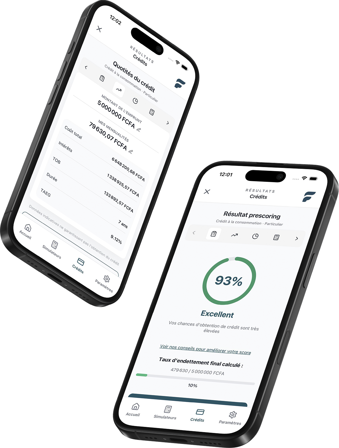 Application FABA, écrans simulateur et prescoring